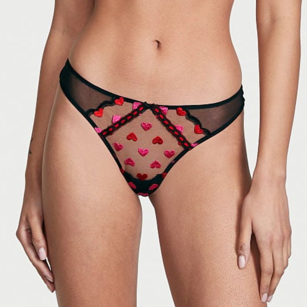 Victoria's Secret Dream Angels Heart Embroidery Thong Panty